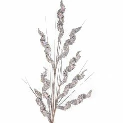 The Christmas Palace 31" SILVER SWIRL GLITTER CLUSTER PICK SET OF 6