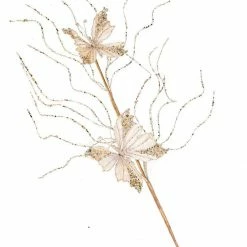 The Christmas Palace 22" PLATINUM BUTTERFLY SPRAY SET OF 6 Stems & Picks