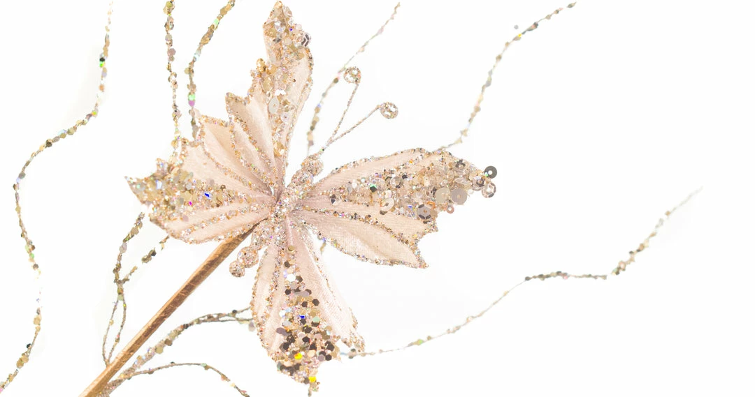 Deals π― The π Christmas Palace 22" PLATINUM BUTTERFLY SPRAY SET OF 6 Stems & Picks π 2 The Christmas Palace 22" PLATINUM BUTTERFLY SPRAY SET OF 6 Stems & Picks