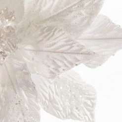 The Christmas Palace Flowers 18" WHITE POINSETTIA STEM SET OF 6