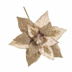 The Christmas Palace Flowers 18" PLATINUM POINSETTIA STEM SET OF 6