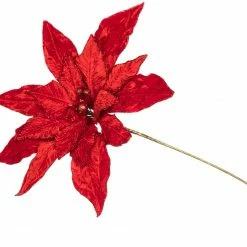 The Christmas Palace 15" RED POINSETTIA PICK SET OF 6 Flowers