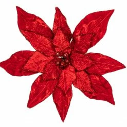 The Christmas Palace 15" RED POINSETTIA PICK SET OF 6 Flowers