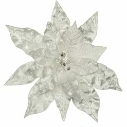 The Christmas Palace Flowers 15" WHITE POINSETTIA PICK SET OF 6