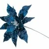 The Christmas Palace Flowers 15" MIDNIGHT BLUE POINSETTIA PICK SET OF 6