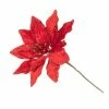 The Christmas Palace 9" RED VELVET POINSETTIA PICK SET OF 6 Yuletide Traditions