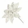 The Christmas Palace 9" WHITE VELVET POINSETTIA PICK SET OF 6 Crystal Elegance