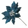 The Christmas Palace Flowers 9" MIDNIGHT BLUE POINSETTIA PICK SET OF 6