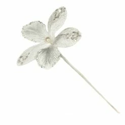 The Christmas Palace 9" WHITE MINI VELVET FLOWER PICK SET OF 12