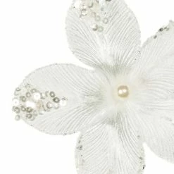 The Christmas Palace 9" WHITE MINI VELVET FLOWER PICK SET OF 12