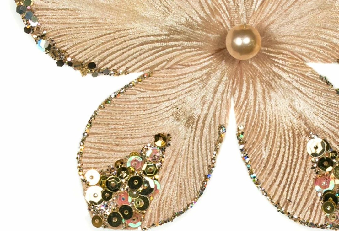 Hot Sale β¨ The π Christmas Palace 9" CHAMPAGNE MINI VELVET FLOWER PICK SET OF 12 π― 3 The Christmas Palace 9" CHAMPAGNE MINI VELVET FLOWER PICK SET OF 12