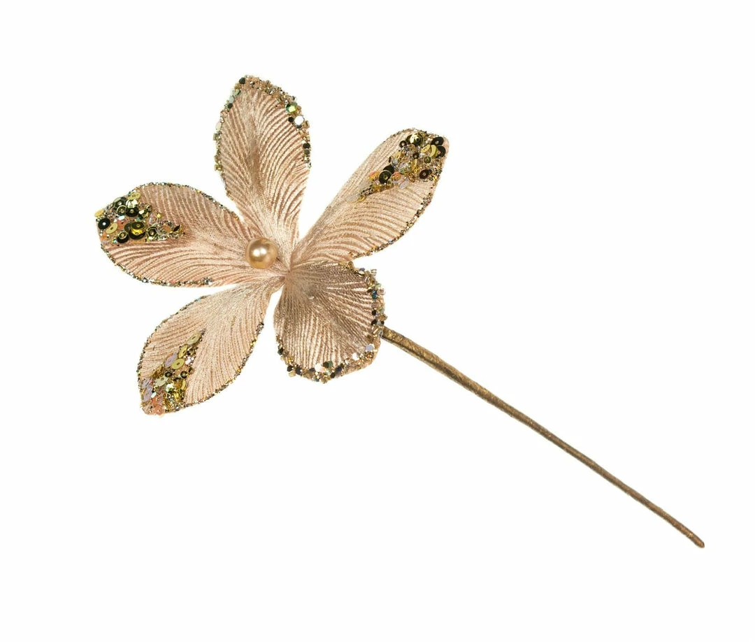 Hot Sale β¨ The π Christmas Palace 9" CHAMPAGNE MINI VELVET FLOWER PICK SET OF 12 π― 1 The Christmas Palace 9" CHAMPAGNE MINI VELVET FLOWER PICK SET OF 12