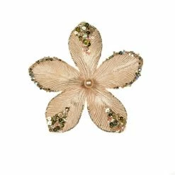 The Christmas Palace 9" CHAMPAGNE MINI VELVET FLOWER PICK SET OF 12