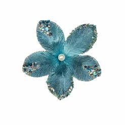The Christmas Palace 9" ARCTIC BLUE MINI VELVET FLOWER PICK SET OF 12 Flowers