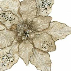 The Christmas Palace 12" CHAMPAGNE POINSETTIA SET OF 6 Pretty In Pink