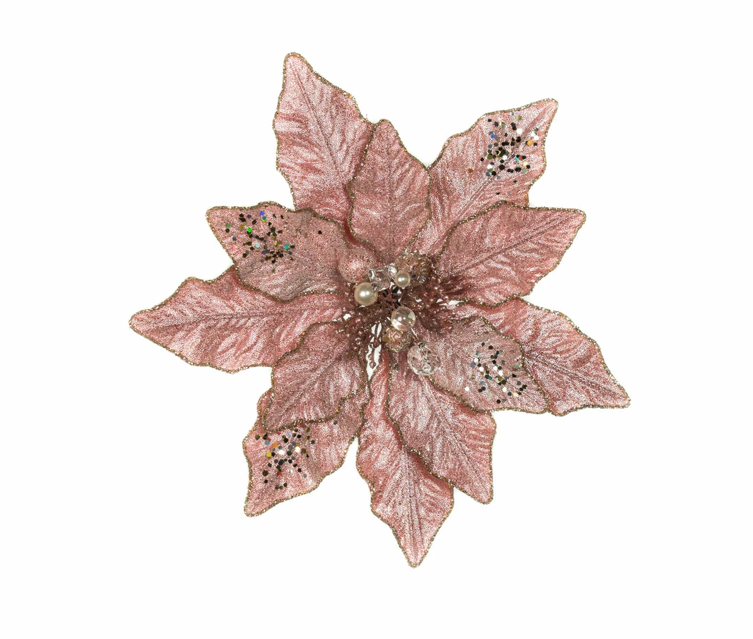 Cheap π₯° The π Christmas Palace 12" PINK GLITTER POINSETTIA SET OF 6 Flowers 𧨠2 The Christmas Palace 12" PINK GLITTER POINSETTIA SET OF 6 Flowers