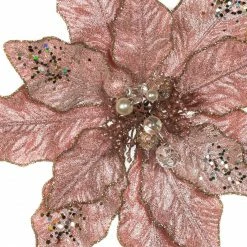 Cheap π₯° The π Christmas Palace 12" PINK GLITTER POINSETTIA SET OF 6 Flowers 𧨠5 The Christmas Palace 12