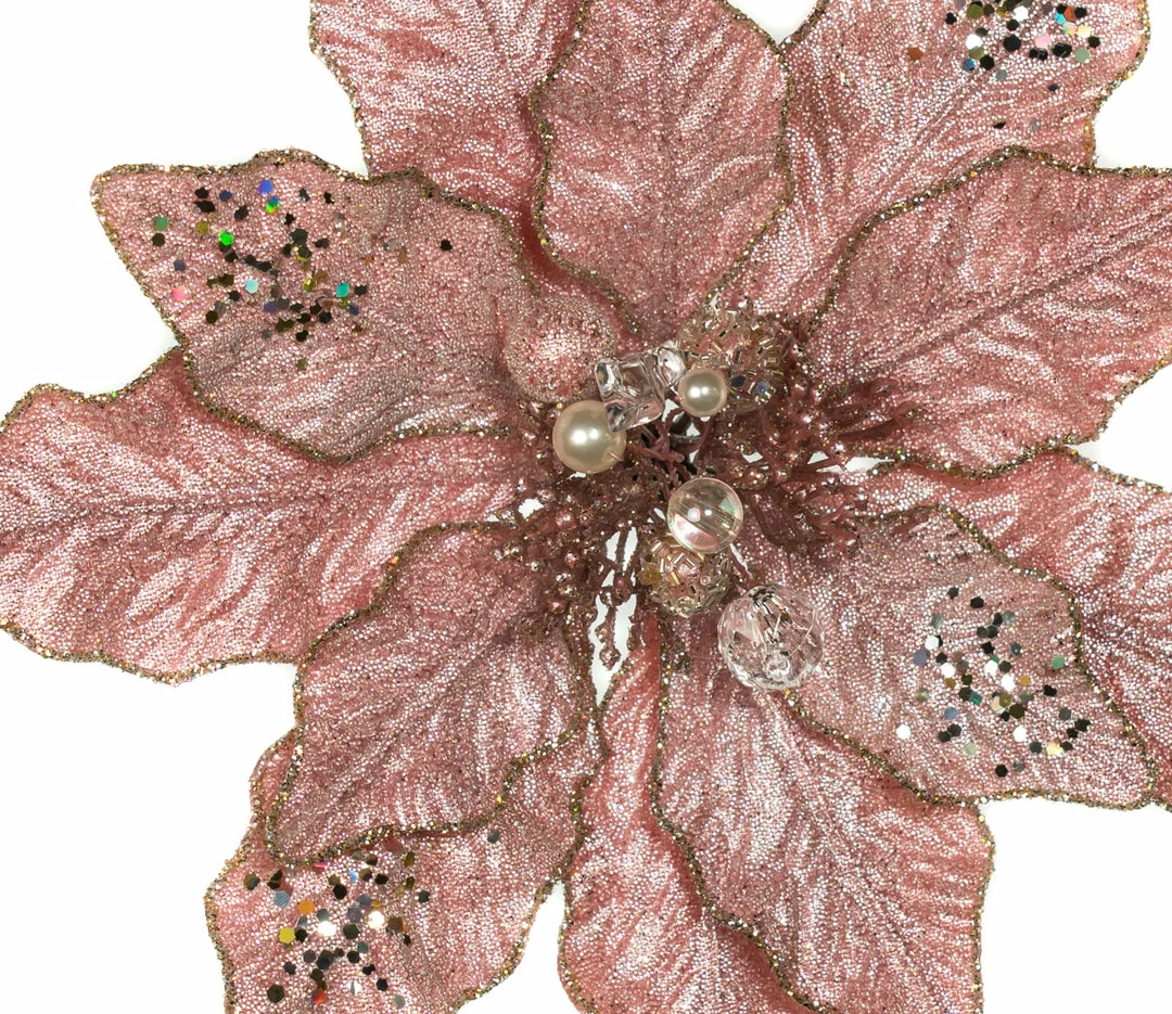 Cheap π₯° The π Christmas Palace 12" PINK GLITTER POINSETTIA SET OF 6 Flowers 𧨠3 The Christmas Palace 12" PINK GLITTER POINSETTIA SET OF 6 Flowers