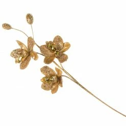 The Christmas Palace 26" GOLD ORCHID SPRAY SET OF 4 Stems & Picks