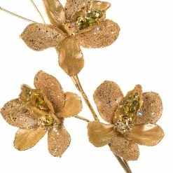 The Christmas Palace 26" GOLD ORCHID SPRAY SET OF 4 Stems & Picks
