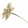 The Christmas Palace 13" IVORY VELVET POINSETTIA PICK SET OF 6
