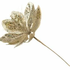 The Christmas Palace Flowers 14" CHAMPAGNE POINSETTIA PICK SET OF 6