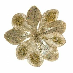 The Christmas Palace Flowers 14" CHAMPAGNE POINSETTIA PICK SET OF 6