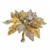 The Christmas Palace 9" GOLD & PLATINUM POINSETTIA CLIP SET OF 6