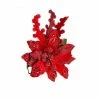 The Christmas Palace 13" RED POINSETTIA WITH LEAVES SET OF 4 Flowers