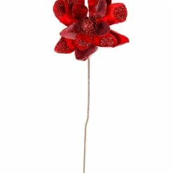 The Christmas Palace Flowers 28" RED MAGNOLIA SET OF 6
