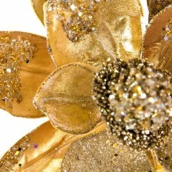 The Christmas Palace 28" GOLD MAGNOLIA SET OF 4 Flowers