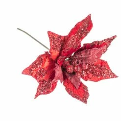 The Christmas Palace 21" RED GIANT POINSETTIA SET OF 4