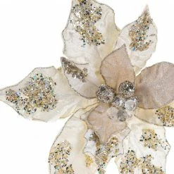 The Christmas Palace 20" IVORY GIANT POINSETTIA SET OF 4