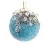 The Christmas Palace Christmas Ornaments 4.5" AQUA GEM BALL ORNAMENT SET OF 6