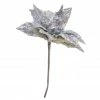 The Christmas Palace 20" SILVER POINSETTIA STEM SET OF 4 Flowers