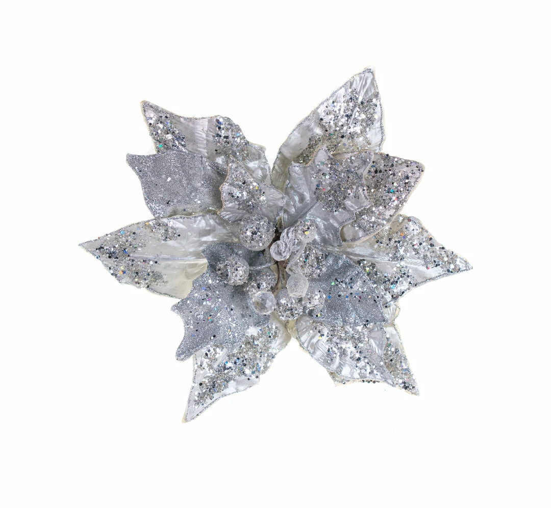 Flash Sale π The π Christmas Palace 20" SILVER POINSETTIA STEM SET OF 4 Flowers β 2 The Christmas Palace 20" SILVER POINSETTIA STEM SET OF 4 Flowers