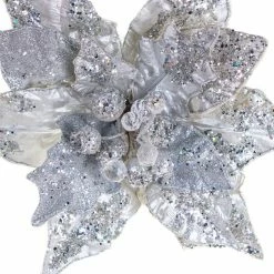 Flash Sale π The π Christmas Palace 20" SILVER POINSETTIA STEM SET OF 4 Flowers β 5 The Christmas Palace 20