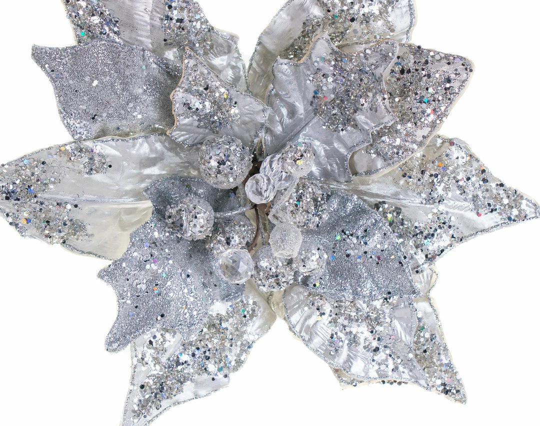 Flash Sale π The π Christmas Palace 20" SILVER POINSETTIA STEM SET OF 4 Flowers β 3 The Christmas Palace 20" SILVER POINSETTIA STEM SET OF 4 Flowers