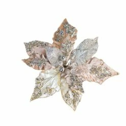 The Christmas Palace Flowers 20" IVORY & CHAMPAGNE POINSETTIA SET OF 4