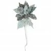 The Christmas Palace 28" ICY SILVER POINSETTIA STEM SET OF 4