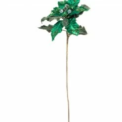 The Christmas Palace 28" EMERALD GREEN POINSETTIA STEM SET OF 4