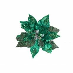 The Christmas Palace 28" EMERALD GREEN POINSETTIA STEM SET OF 4