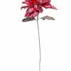 The Christmas Palace 28" RED ICY POINSETTIA STEM SET OF 4