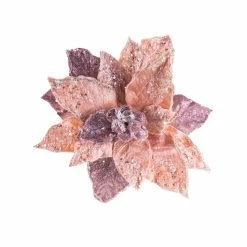 The Christmas Palace Flowers 28" BLUSH PINK ICY POINSETTIA STEM SET OF 4