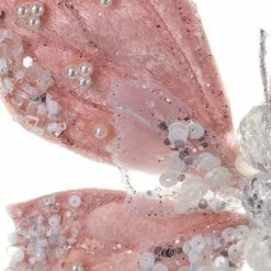 The Christmas Palace Pretty In Pink 9" PINK BUTTERFLY WITH CLIP SET OF 6