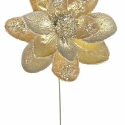 The Christmas Palace 18" MAGNOLIA STEM WITH GOLD LEAVES SET OF 6