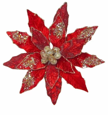 Top 10 π The π Christmas Palace 10" RED & GOLD POINSETTIA STEM CLIP SET OF 6 Flowers π 2 The Christmas Palace 10" RED & GOLD POINSETTIA STEM CLIP SET OF 6 Flowers