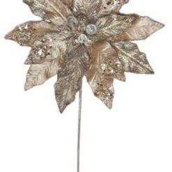 The Christmas Palace 18" COPPER POINSETTIA STEM WITH LEAVES SET OF 6