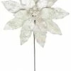 The Christmas Palace 18" SNOW CREAM POINSETTIA STEM WITH LEAVES SET OF 6