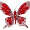 The Christmas Palace 7" RED ICY BUTTERFLY CLIP SET OF 6